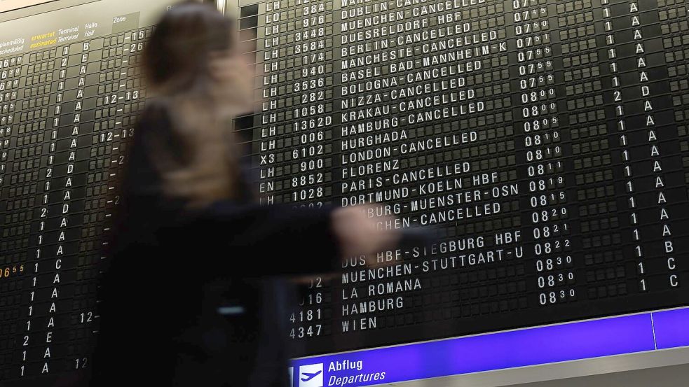 Am Frankfurter Flughafen sind hunderte Flüge annulliert. Foto: Hannes P. Albert/dpa
