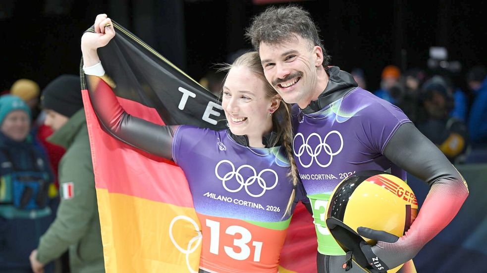 Jubel im Ziel: Susanne Kreher und Axel Jungk gewannen Silber. Foto: Robert Michael