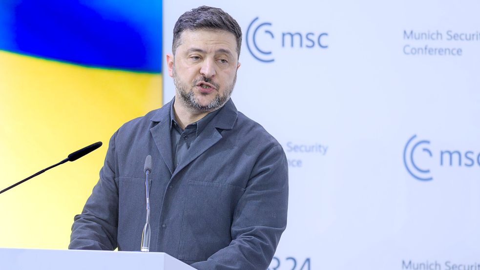 Präsident Selenskyj bekräftigte auf der Münchner Sicherheitskonferenz abermals die Forderung nach einer Beitrittsperspektive der Ukraine in die EU. Foto: IMAGO/Frank Turetzek