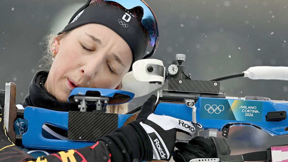 „Es wackelt nur noch“: Franziska Preuß scheiterte in Antholz an ihren Nerven. (Archivbild) Foto: Hendrik Schmidt