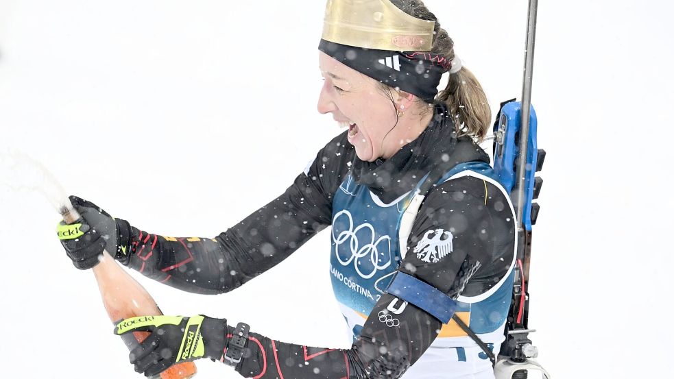 Kann trotz Platz 28 lachen: Franziska Preuß Foto: Hendrik Schmidt