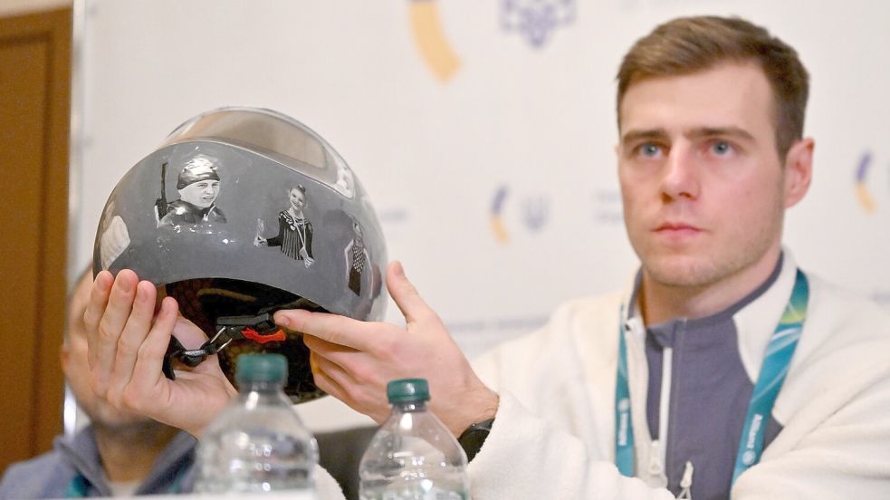 Der bei Olympia wegen seines Skeleton-Helmes ausgeschlossene Ukrainer Wladislaw Heraskewytsch ruft zu aktivem Protest bei den Paralympics auf. (Archivbild) Foto: Peter Kneffel