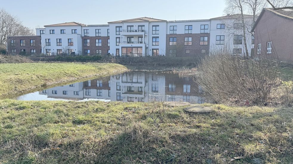 Das Regenrückhaltebecken nahe der Seniorenresidenz in Moordorf wurde im vergangenen Jahr gereinigt. Foto: OOWV