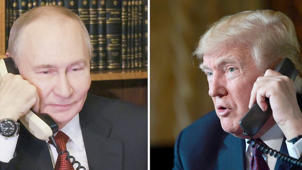 US-Präsident Donald Trump und Kremlchef Wladimir Putin haben nach Angaben aus Moskau erneut telefoniert. (Archivbild) Foto: Mikhail Metzel/Pool Sputnik Krem