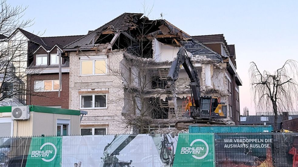 19. Februar 2026: Hier ist der Übergang zum noch bestehenden Bürogebäude zu sehen. Foto: Bohlen & Doyen