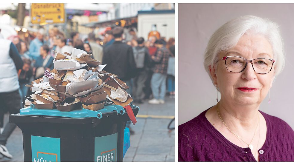„Ich würde nach Osnabrück kommen“, sagt die Verpackungssteuer-Expertin im Tübinger Rathaus. Im Umgang mit Gastronomie und Handel setzte sie auf Hilfe und Kommunikation, packte sogar am Imbiss mit an. Foto: Michael Gründel/Yvonne Berardi/befunky