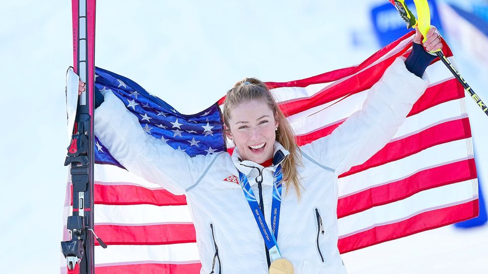 Der erlösende Erfolg: Mikaela Shiffrin holt sich in überlegener Manier Gold im Slalom bei den Olympischen Winterspielen. (Archivbild) Foto: Michael Kappeler