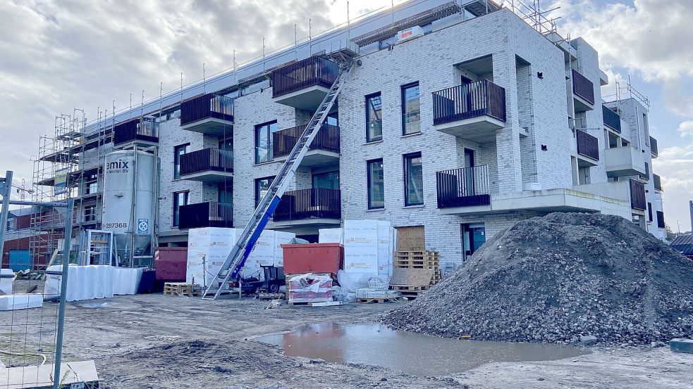 An der Günther-Kittelmann-Straße 1 und 3 im Landwehrviertel baut die Osnabrücker Wio 54 Wohnungen, die am 20. und 21. Februar besichtigt werden können. Das Foto enstand im September 2025. Foto: Sandra Dorn