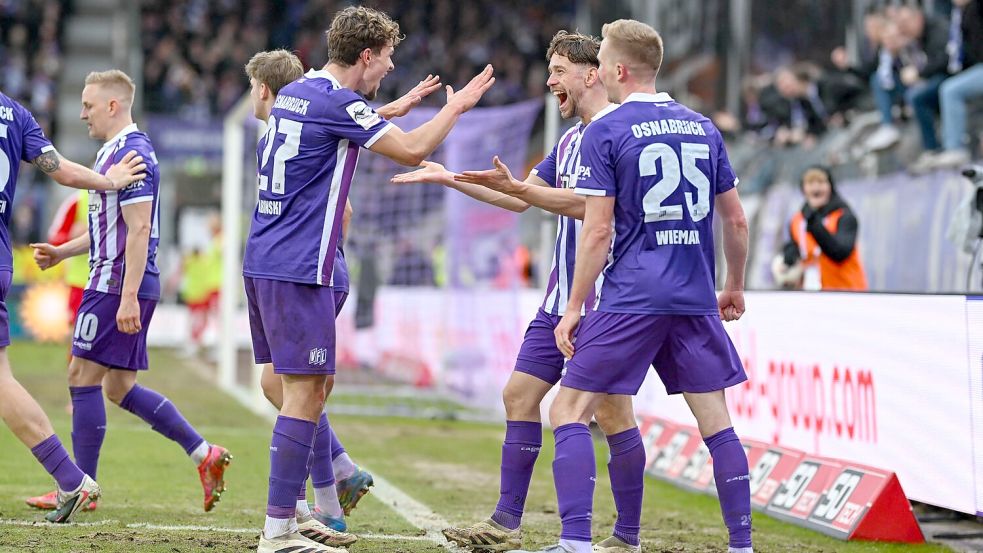 Der VfL Osnabrück überzeugte an der Bremer Brücke gegen RW Essen mit einer geschlossenen Mannschaftsleistung und gewann das Topspiel verdient mit 3:0. Foto: osnapix/Michael Titgemeyer