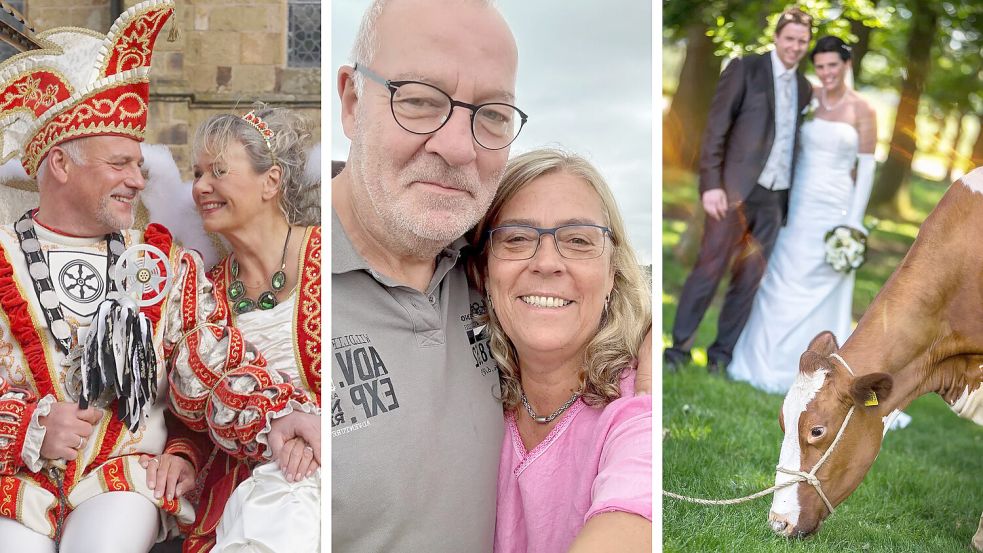 Wenn Amor auf die Jecken trifft: Die Eheleute Neuenfeldt (von links nach rechts), Brunzel und Mertens haben am Ossensamstag ihre große Liebe gefunden. Foto: Collage/Herbert Trentmann/Brunzel/Mertens