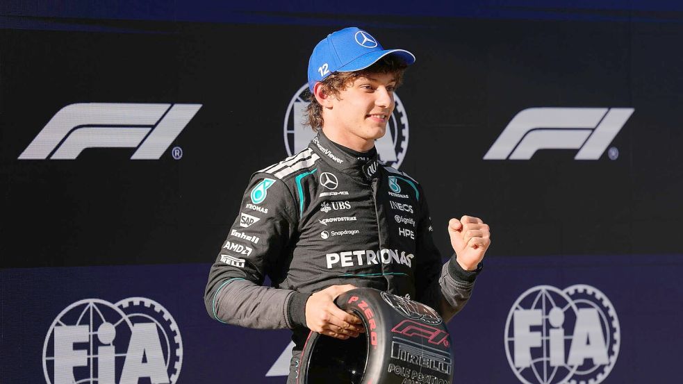 Kimi Antonelli schreibt in Shanghai Geschichte. Foto: Vincent Thian/AP/dpa