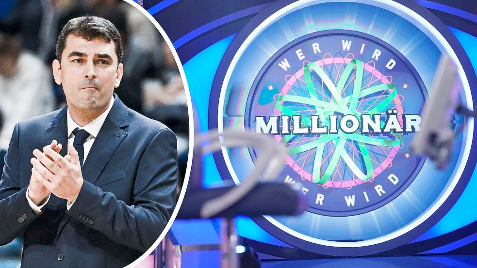 Vladimir Bogojevič ist mit 16 Jahren von Serbien nach Deutschland gekommen, nach einer langen Karriere als Basketballspieler ist er nun als Trainer tätig. Jetzt war er bei „Wer wird Millionär?“. Foto: IMAGO/Jan Huebner, RTL/Stefan Gregorowius