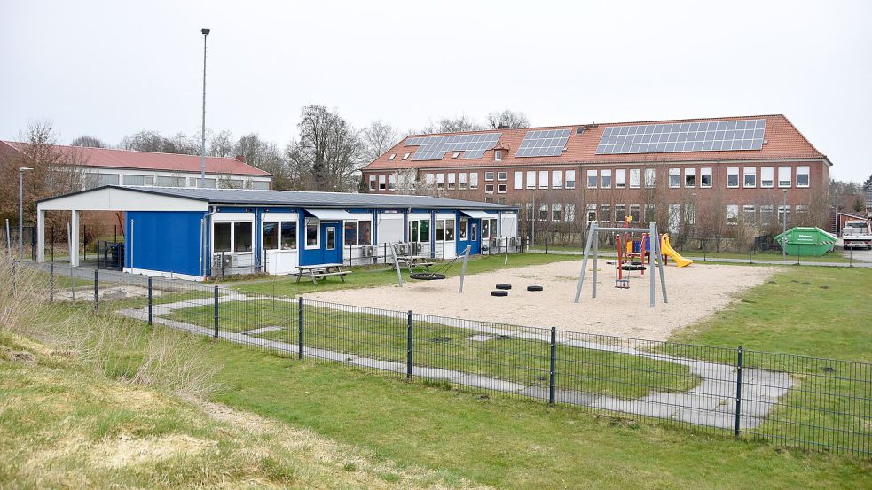 Die Containerkrippe „Wimmelhuus“ befindet sich auf dem alten Rechtsupweger Sportplatz nahe der Grundschule. Foto: Thomas Dirks