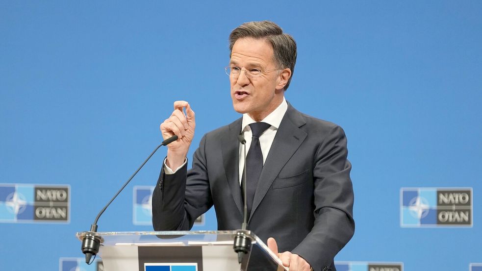 Sieht eine positive Entwicklung: Nato-Generalsekretär Mark Rutte stellte die neuen Zahlen am Donnerstag in Brüssel vor. (Archivbild) Foto: Virginia Mayo/AP/dpa