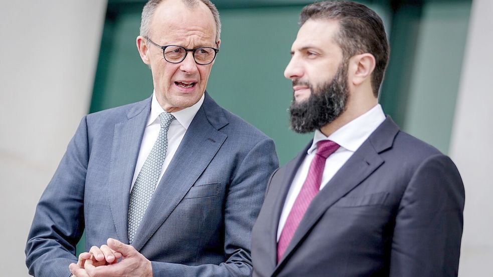 Syriens Übergangspräsident Ahmed al-Scharaa besucht Berlin. Foto: dpa/Kay Nietfeld