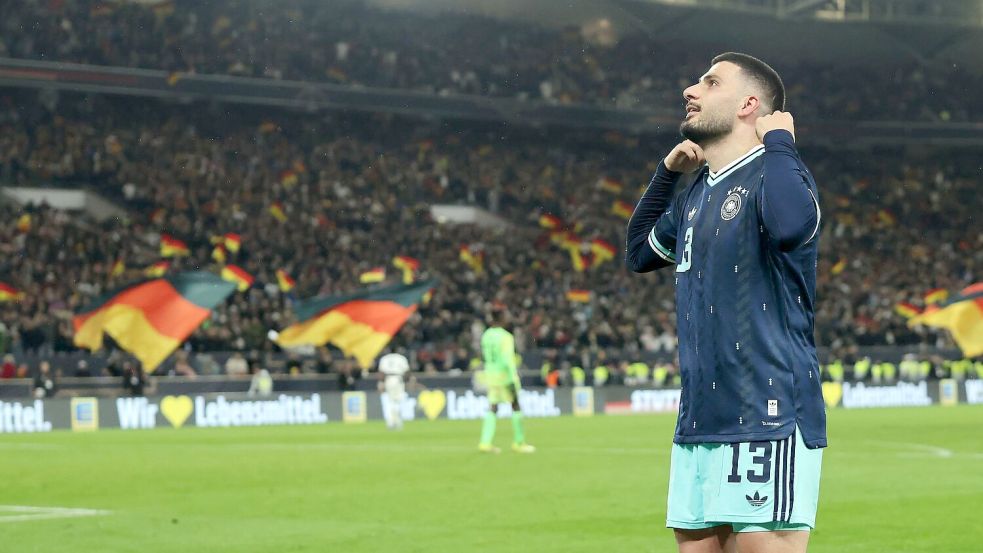 Deniz Undav jubelt über sein Siegtor gegen Ghana. Foto: Christian Charisius/dpa