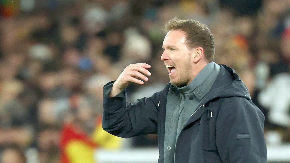 Alles hört auf sein Kommando: Julian Nagelsmann in Aktion am Spielfeldrand. Foto: Christian Charisius/dpa