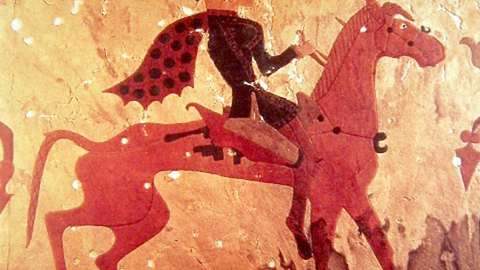 Malerei eines Reiters aus einem Pazyryk-Grab. Foto: imago/AGB Photo