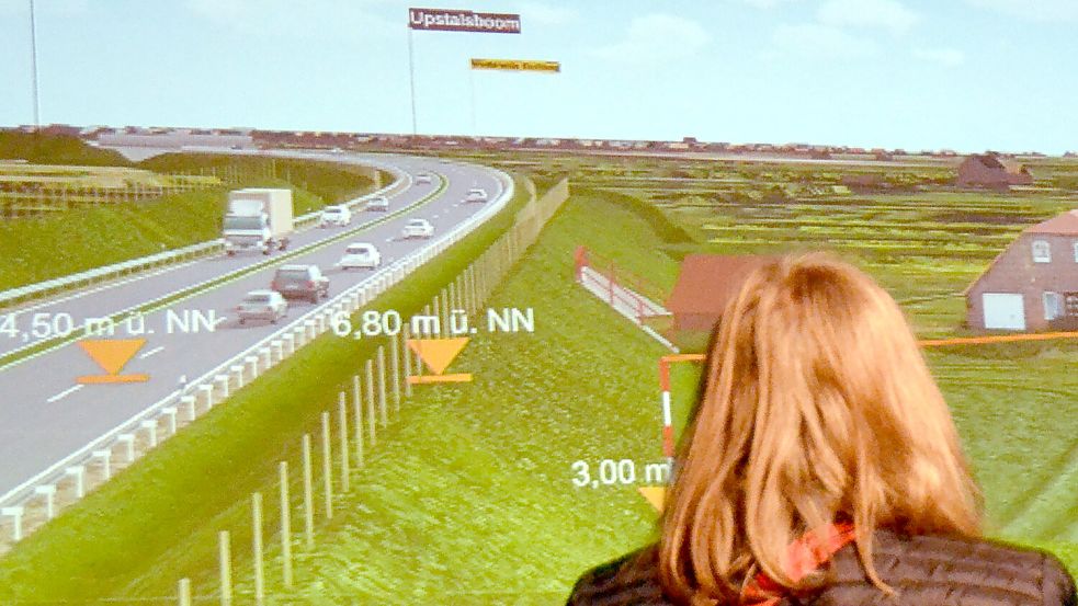 Im Mai 2025 wurde Anwohnern und Interessierten in Aurich eine Visualisierung der geplanten Straßentrasse gezeigt. Foto: Aiko Recke