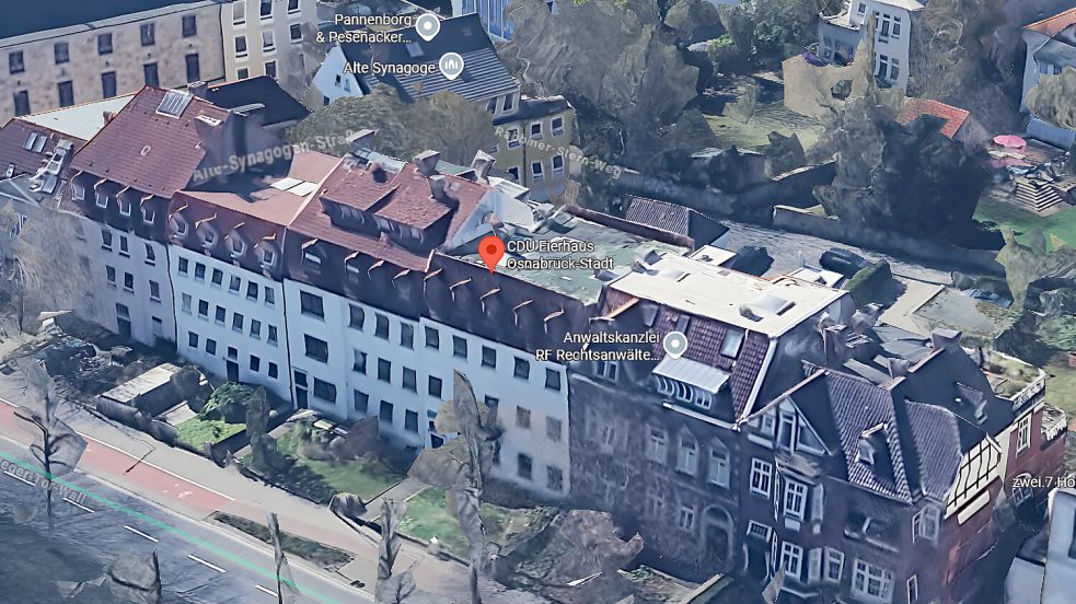 Das Parteibüro der CDU in Osnabrück wurde als Teil eines Internetscherzes umbenannt. Foto: Screenshot: David Wagner/Google 2026