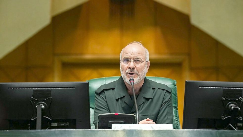 Irans Parlamentspräsident Ghalibaf warnt Trump. (Archivbild) Foto: Hamed Malekpour/Khane Melat/dpa