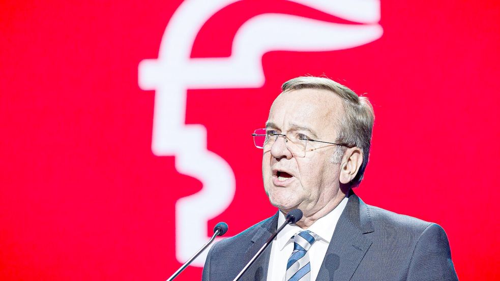 Pistorius auf der Hannover Messe – dass ein Bundesverteidigungsminister auf der weltgrößten Industrieschau spricht, ist ungewöhnlich. Foto: Moritz Frankenberg