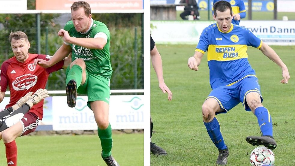 Concordia Neermoor (links) trifft am Freitagabend auf den SC Rhauderfehn/Langholt (rechts). Fotos: Hans Damm