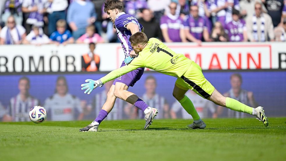Sein Moment: Mit dem Siegtreffer zum 2:1 gegen den SC Verl erfüllte sich Bernd Riesselmann einen Traum. Foto: Michael Titgemeyer