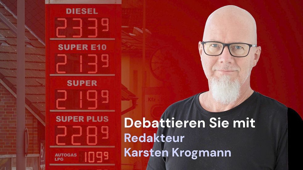 Karsten Krogmann debattiert mit den Lesern über seinen Kommentar zu den hohen Spritpreisen. Foto: noz und dpa/Jonas Walzberg
