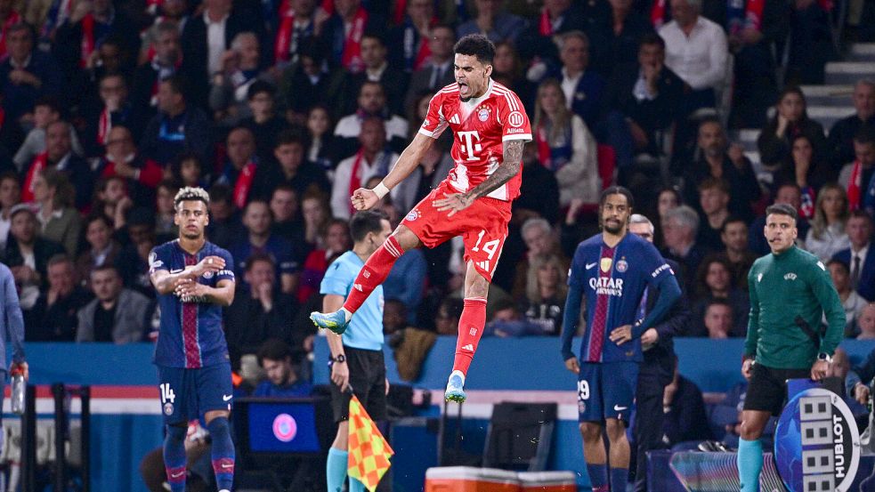 Bayerns Angreifer Luis Diaz begeistert mit seinem Treffer zum 5:4 die Zuschauer weltweit. Foto: IMAGO/kolbert-press