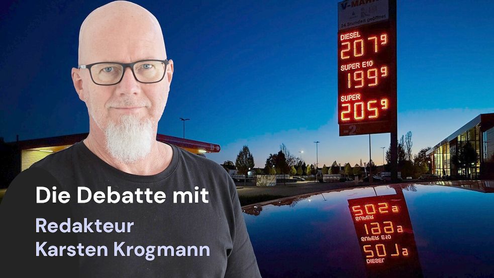 Karsten Krogmann debattierte mit den Lesern über seine Haltung zu den hohen Spritpreisen. Foto: noz und IMAGO / MiS