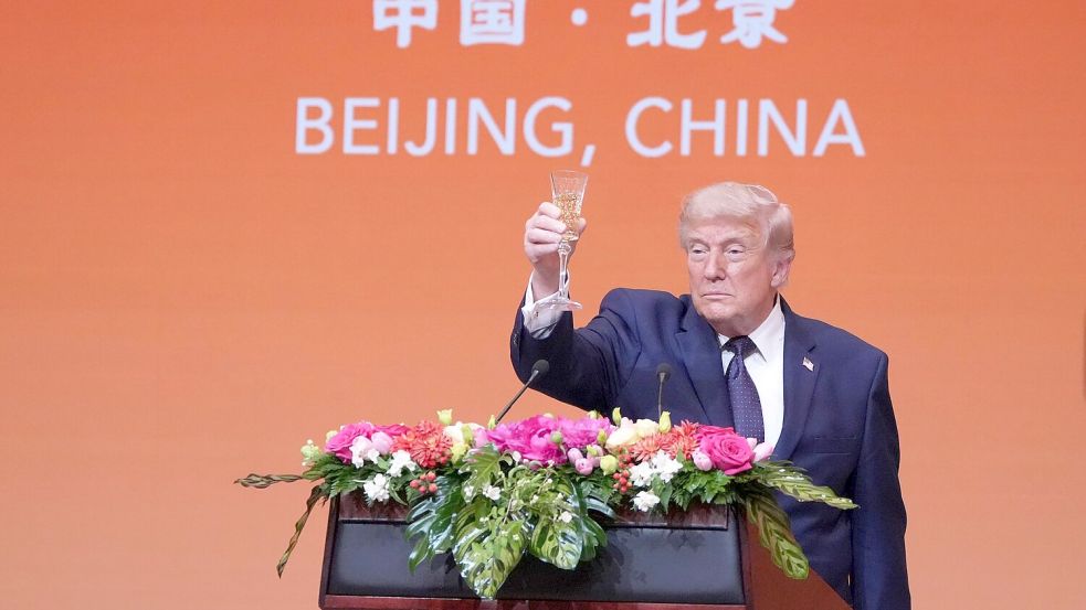 Trump sprach beim Staatsbankett. Foto: Mark Schiefelbein