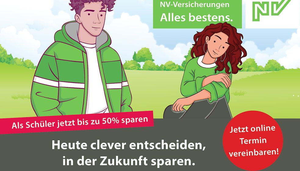 NV-Versicherungen sorgen schon schon zu Schulzeiten für eine zukunftsträchtige Absicherung im Berufsleben. Grafik: NV-Versicherungen