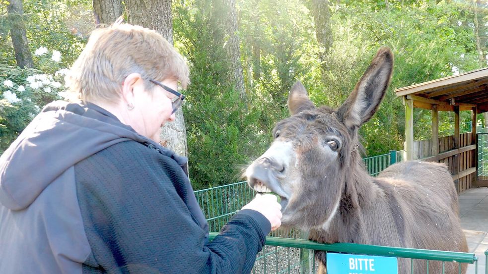 Birgit und ihr Liebling: Eseldame Hannah. Foto: Eva van Loh