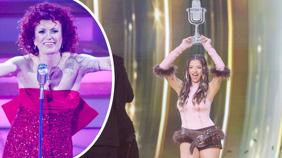 ESC-Gewinnerin Dara und No-Angels-Sängerin Lucy Diakovska kennen sich bereits seit über zehn Jahren. Foto: Links: IMAGO/Christian Schroedter, Rechts: dpa/Jens Büttner, Collage: Grafikgenerator/Lukas Weinandy