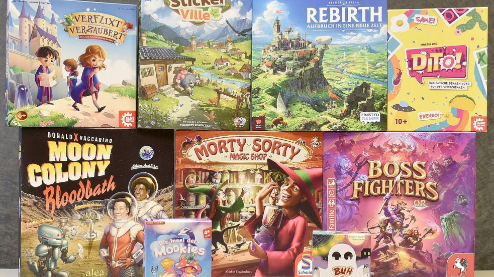 Die nominierten Spiele der Auszeichnungen „Spiel des Jahres“, „Kennerspiel des Jahres“ und „Kinderspiel des Jahres“ für das Jahr 2026 (undatierte Aufnahme). Foto: -/Spiel des Jahres e.V./dpa