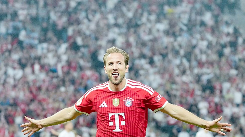 Der erste Streich beim Final-Hattrick: Harry Kane beim Torjubel nach dem 1:0. Foto: Michael Kappeler/dpa