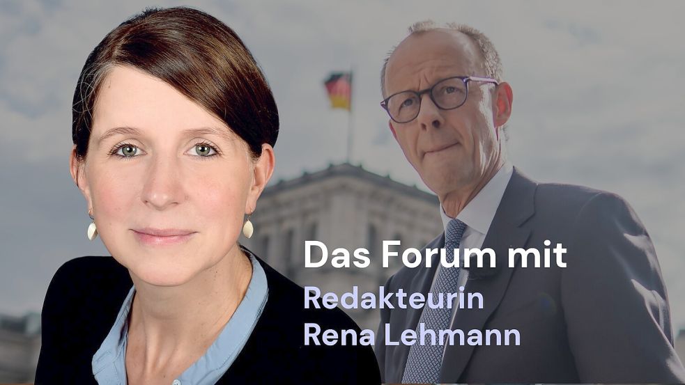 Im „360° | Das Forum“ stellt sich Autorin Rena Lehmann den Fragen der Leser. Im Zentrum des Dialogs stehen die Spekulationen um einen möglichen Kanzlertausch. Foto: noz und dpa/Michael Kappeler
