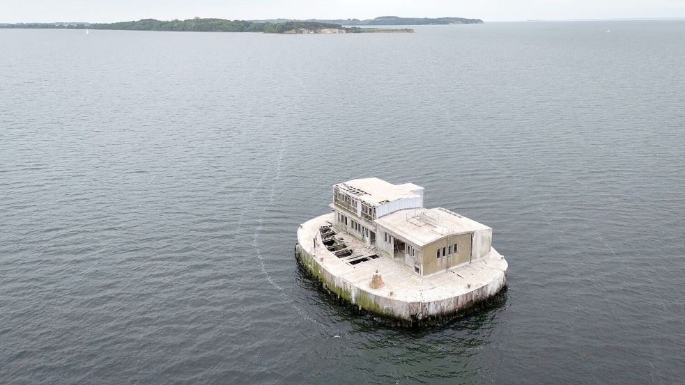 Die künstliche Insel steht im Greifswalder Bodden, südöstlich der Insel Rügen. Foto: Philip Dulian