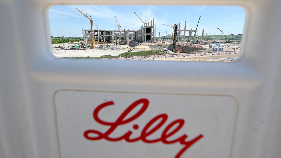 Am neuen Standort des US-Konzerns Eli Lilly im rheinland-pfälzischen Alzey laufen die Bauarbeiten - nun sollen die Investitionen halbiert werden (Archivbild) Foto: Arne Dedert