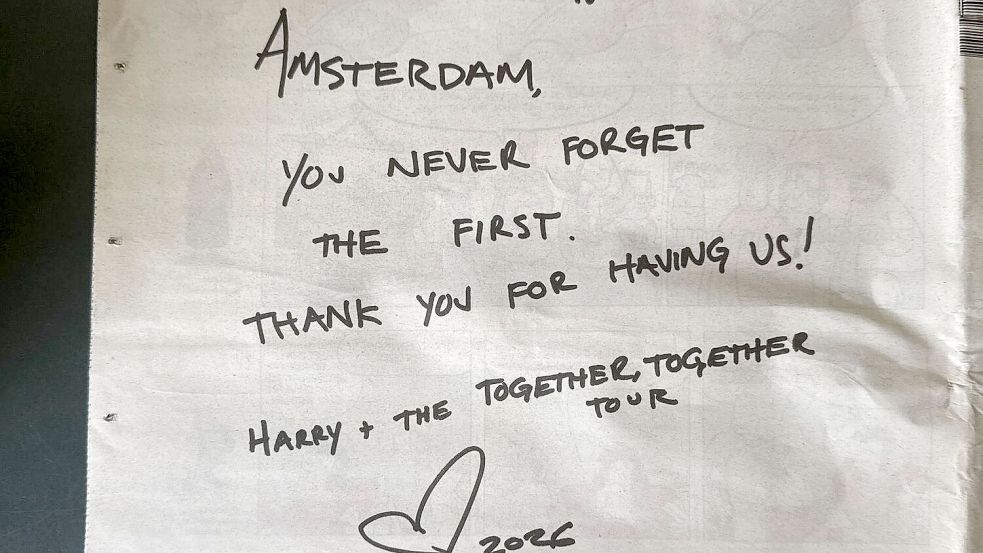 Harry Styles hat sich mit einer Zeitungsanzeige bei der Stadt Amsterdam bedankt. Foto: Annette Birschel