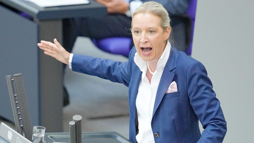Sie wird Anfang Juli auf dem AfD-Parteitag in Erfurt zur Wiederwahl antreten: Parteichefin Alice Weidel. Foto: picture alliance / Flashpic | Jens Krick