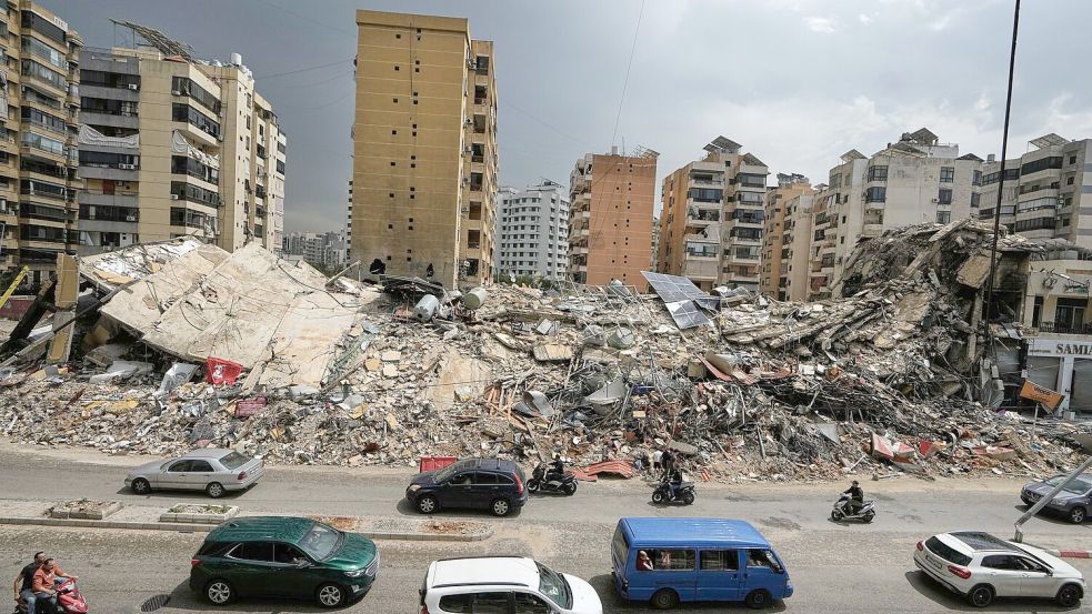 Zerstörte Gebäude bei früherem Angriff Israels in Dahija, südlichen Vororten von Beirut. (Archivbild) Foto: Bilal Hussein