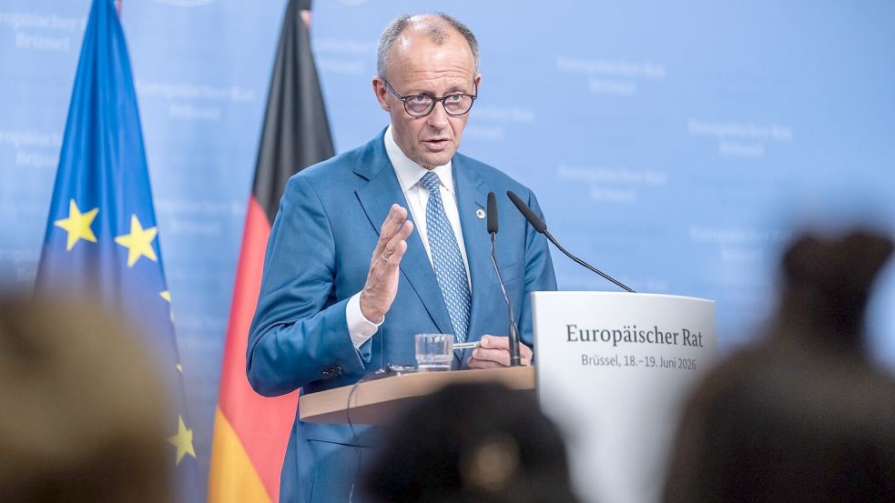 Findet den derzeit diskutierten Vorschlag für den neuen EU-Haushalt deutlich zu hoch: Bundeskanzler Friedrich Merz. Foto: Michael Kappeler/dpa