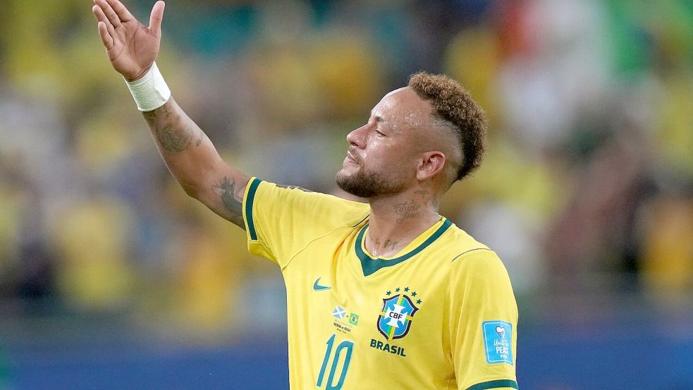 Neymar jubelt nach Brasiliens Sieg gegen Schottland. Foto: Lynne Sladky
