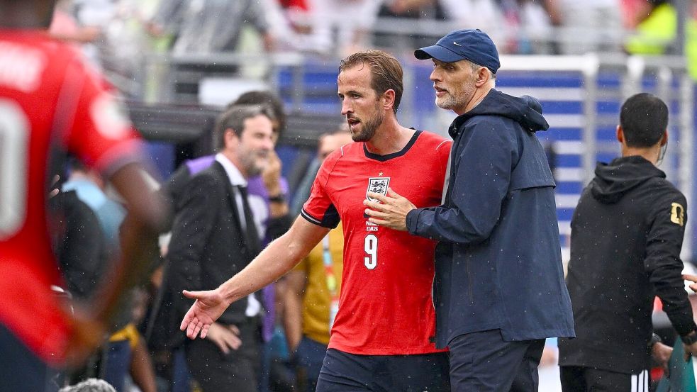 Der Trainer und sein Kapitän: Tuchel (r.) mit Kane. Foto: Tom Weller/dpa