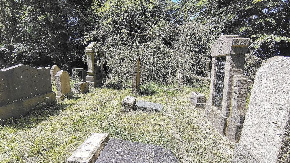 Das Schadensbild auf dem jüdischen Friedhof in Aurich war sehr ungewöhnlich. Foto: Karin Böhmer