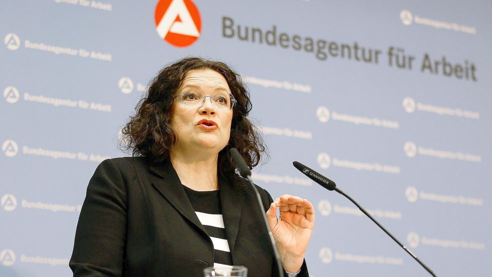 Die Vorstandsvorsitzende der Bundesagentur für Arbeit, Andrea Nahles, hält eine Erhöhung des Beitragssatzes zur Arbeitslosenversicherung für möglich. (Archivbild) Foto: Daniel Löb