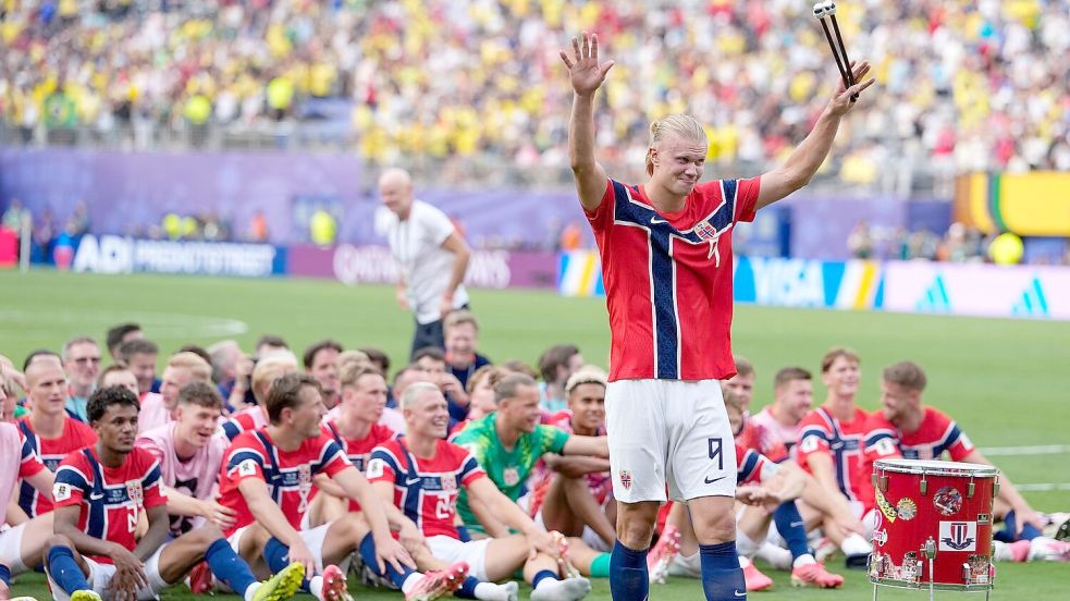 Erling Haaland traf doppelt gegen Brasilien. Foto: Frank Franklin II