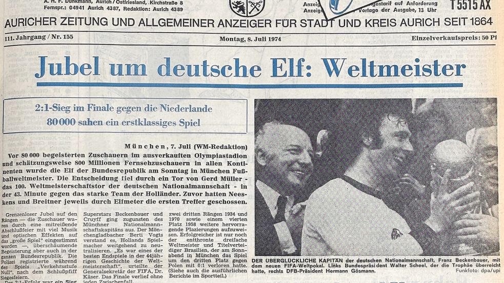 Weltmeisterschaft im eigenen Land: Der Titel 1974 war weit mehr als nur der Sieg über die Nachbarn aus den Niederlanden. Repro: Udo Hippen